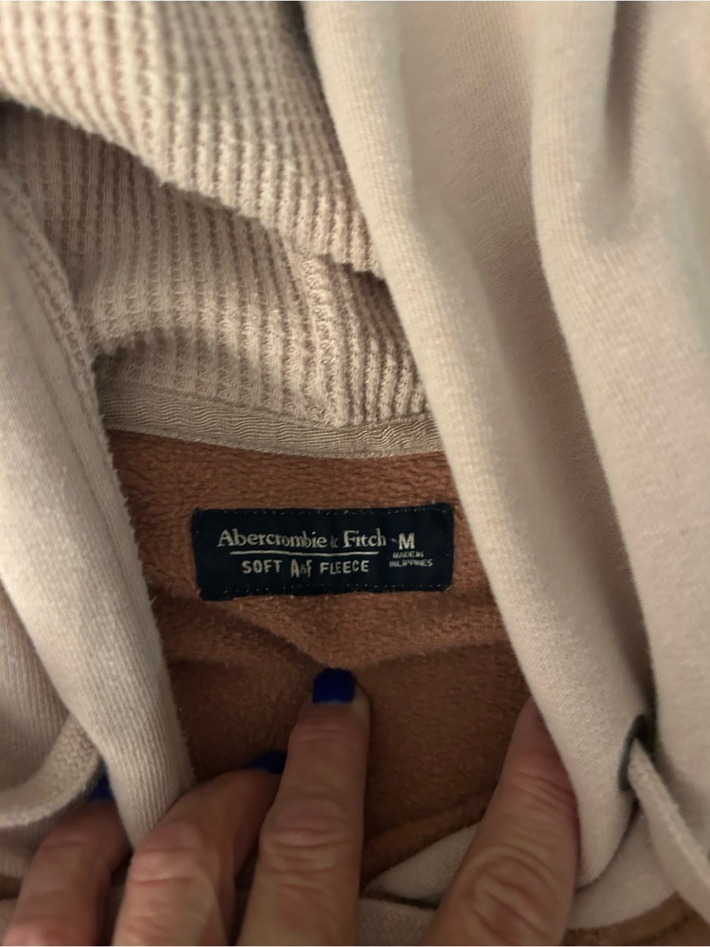 Abercrombie & Fitch Two-Tone Dusty Rose & Cream Hooded Pullover - Picture 2 of 2